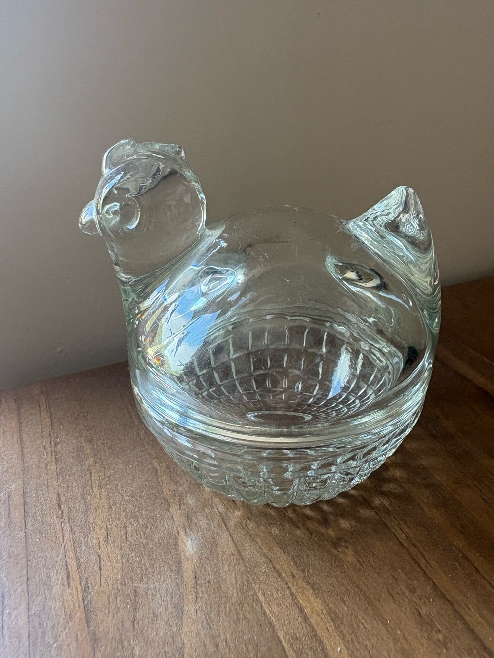 Vintage Anchor Hocking Clear Glass Chicken on a Nest Trinket Dish Cottagecore